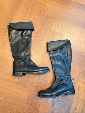 RUDSAK Black Leather Knee High Riding Boots Buckle Tall Boots EU 36 US 5.5